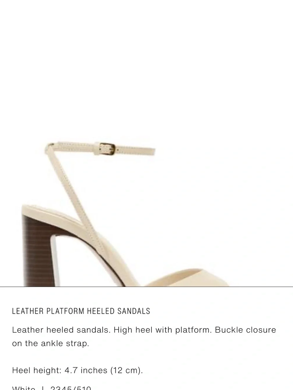 NWT Zara Leather Ecru Platform Block Heel Sandals 9